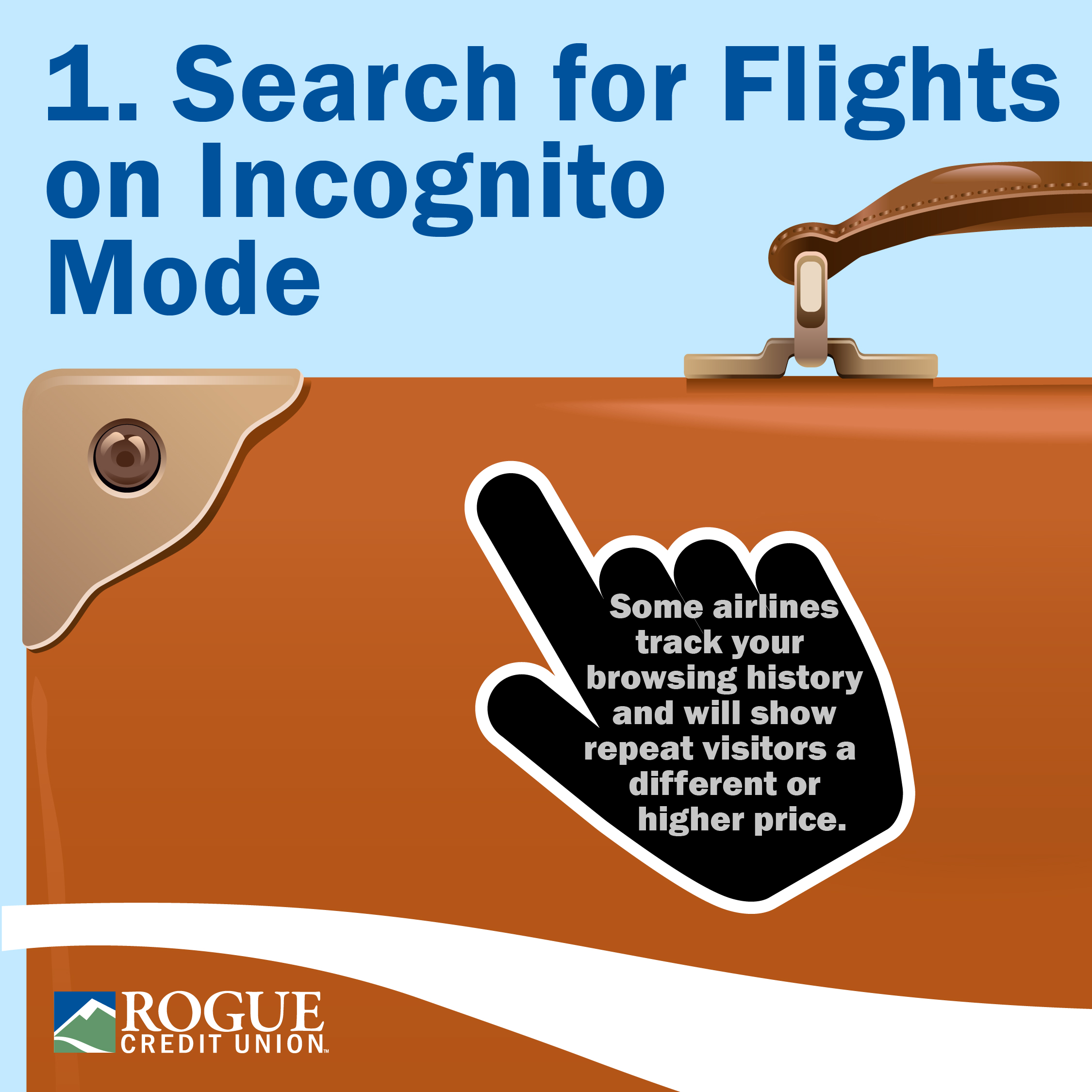 Search for flights on incognito mode