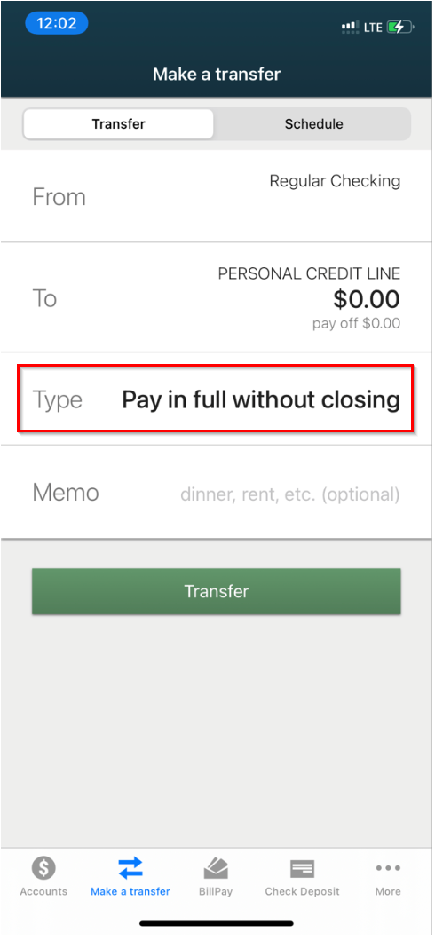 Pay in full without closing